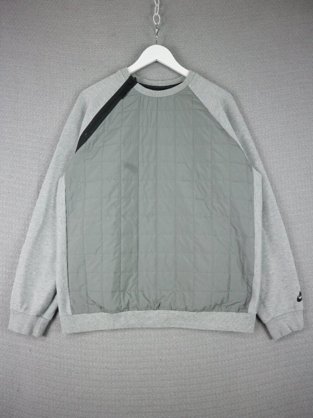Nike Mens Quilted Gray Sweatshirt Sweater BV3697 063 Size L Gray Crewneck